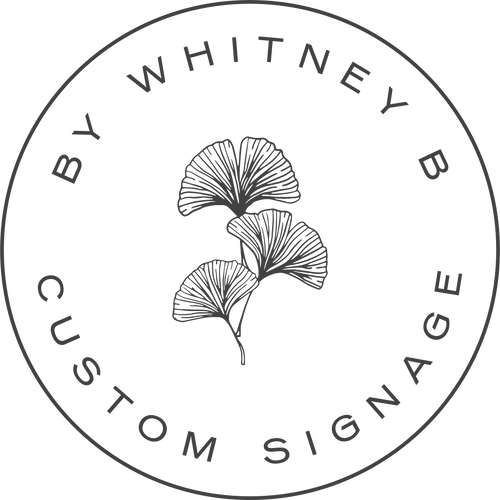 by whitney b logo sticker with gingko leaf